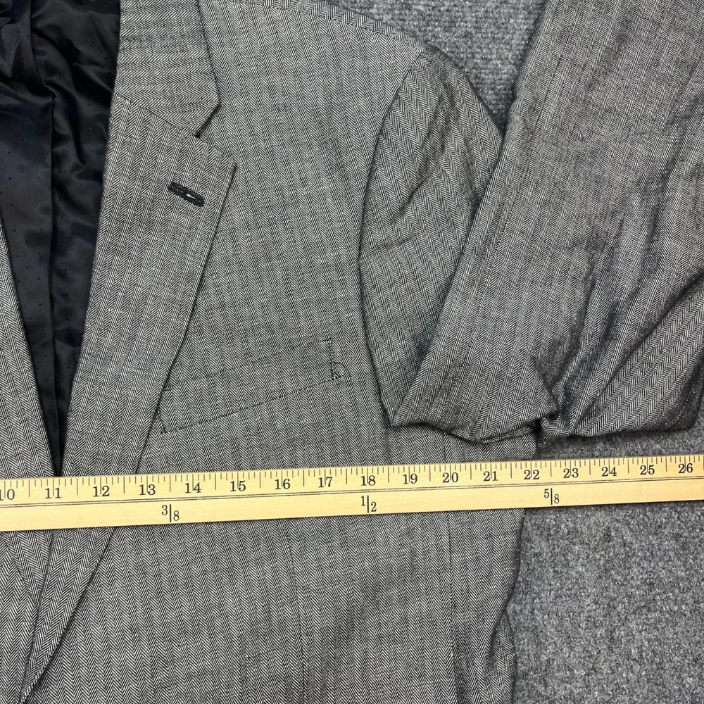 Tommy Hilfiger Mens Grey Herringbone Linen Cotton Blazer Sport Coat Jacket 42L